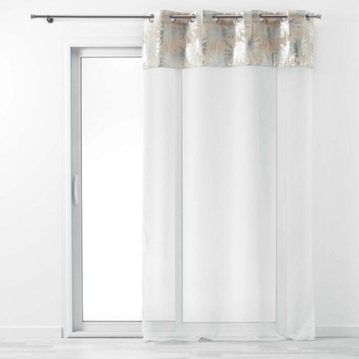 Paris Prix Rideau Voilage à Œillets  Palmy Shine  140x240cm Argent