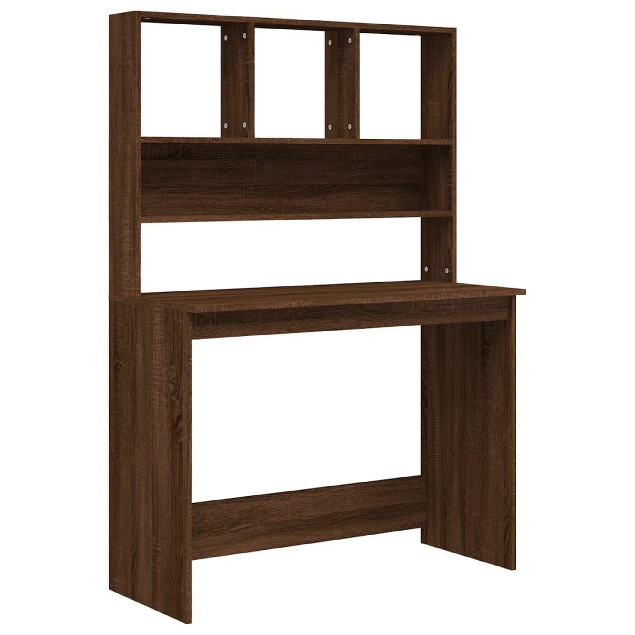 Voir la diapositive 2 : VIDAXL Bureau et etageres Chene marron 102x45x148 cm Bois d'ingenierie
