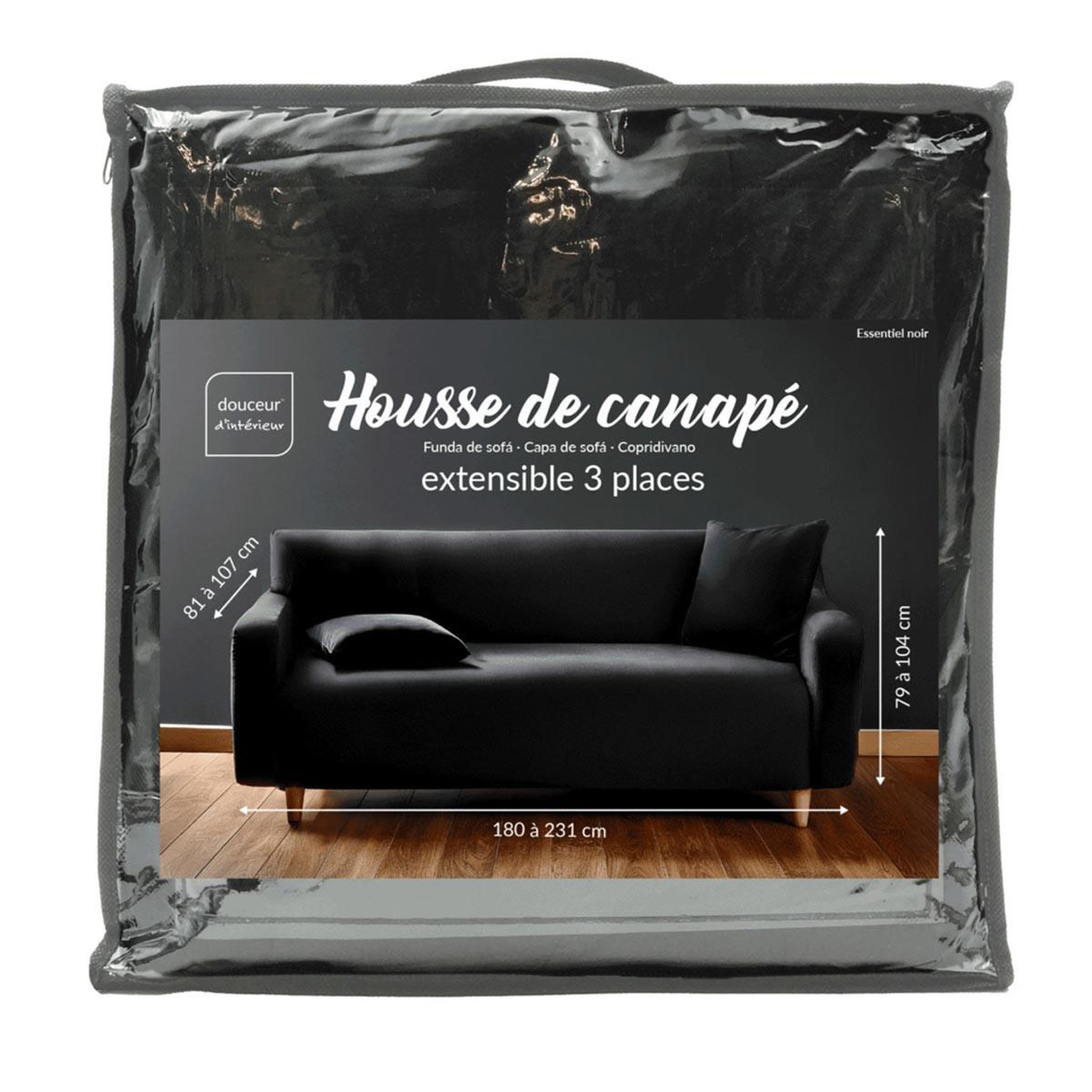 Voir la diapositive 4 : Douceur d'Intérieur Housse de canapé extensible  mila  230cm noir