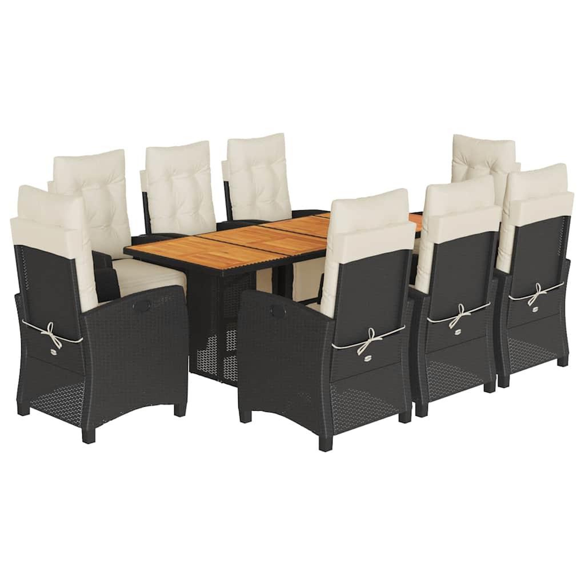 Voir la diapositive 2 : VIDAXL Ensemble a manger de jardin 9pcs coussins noir resine tressee