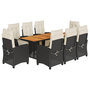 Voir la diapositive 2 : VIDAXL Ensemble a manger de jardin 9pcs coussins noir resine tressee