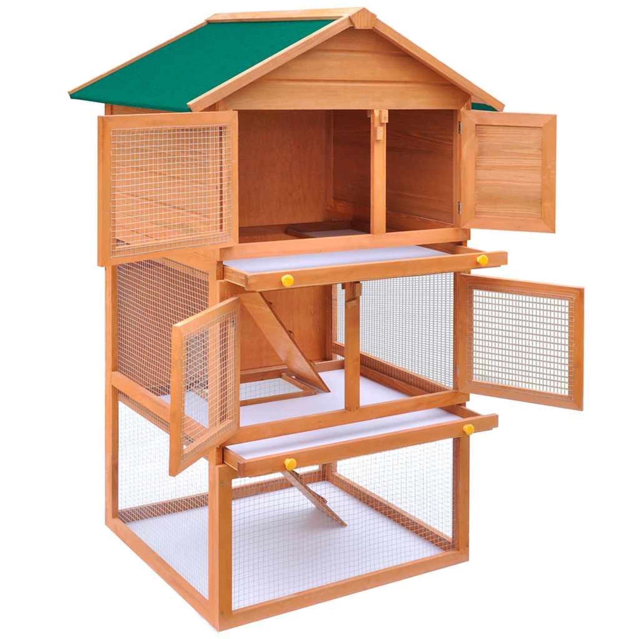 Voir la diapositive 3 : VIDAXL Clapier d'exterieur enclos pour petits animaux 3 niveaux bois