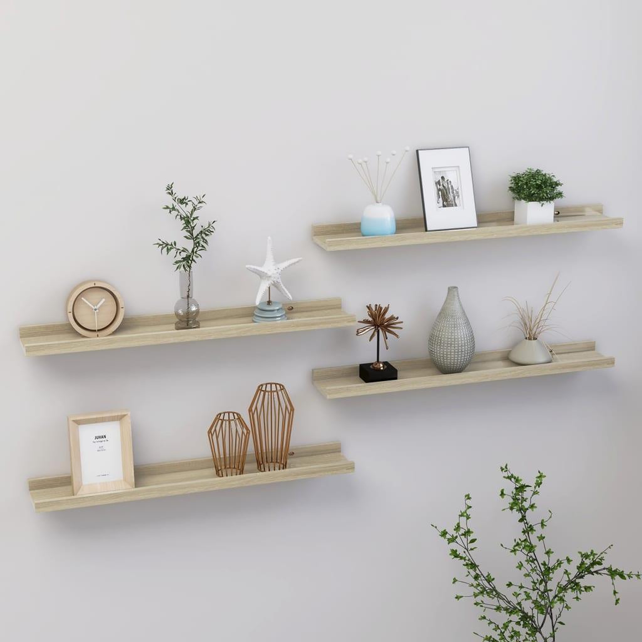 Voir la diapositive 1 : VIDAXL Etageres murales 4 pcs chene sonoma 60x9x3 cm