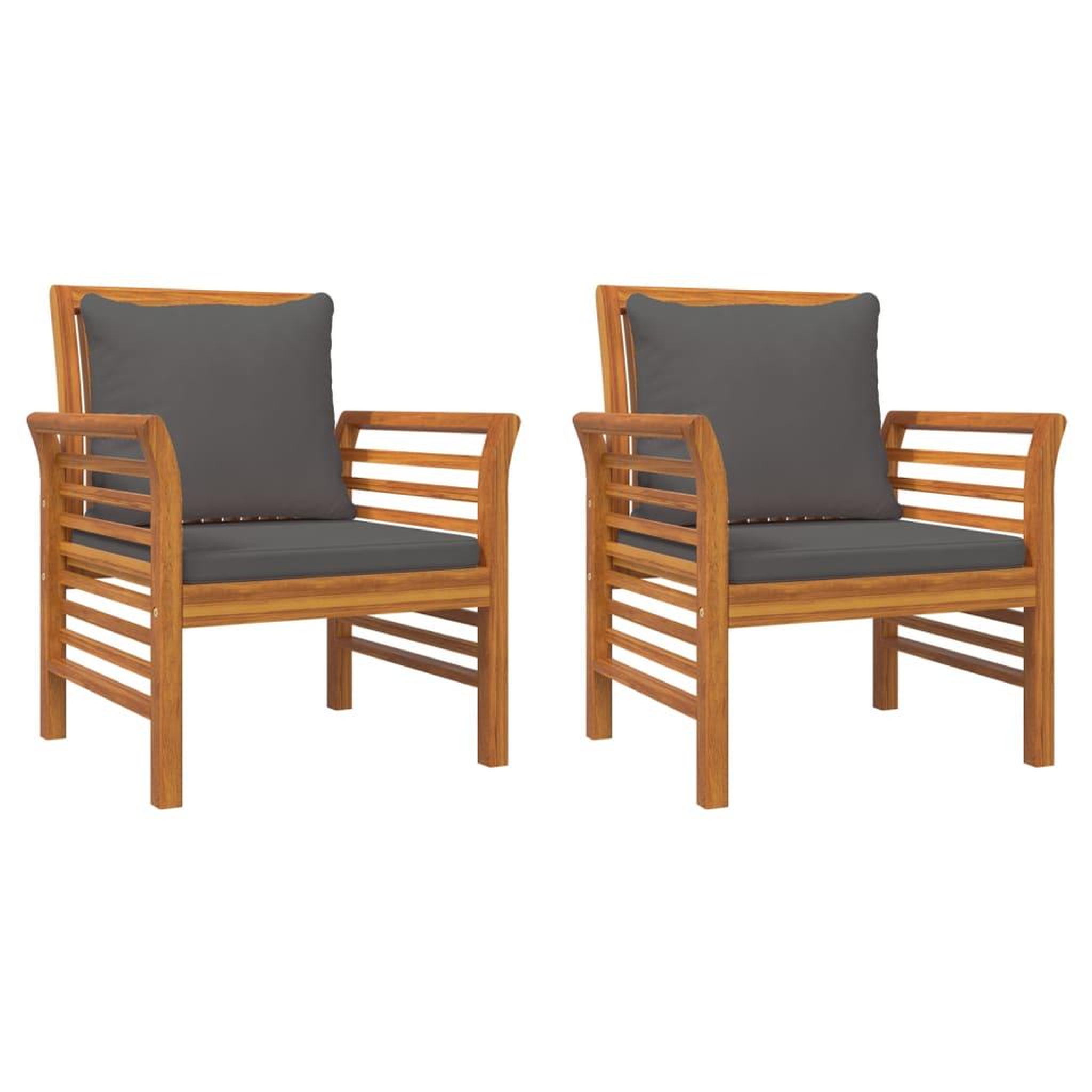Voir la diapositive 2 : VIDAXL Chaises de canape coussins gris fonce lot de 2 acacia massif