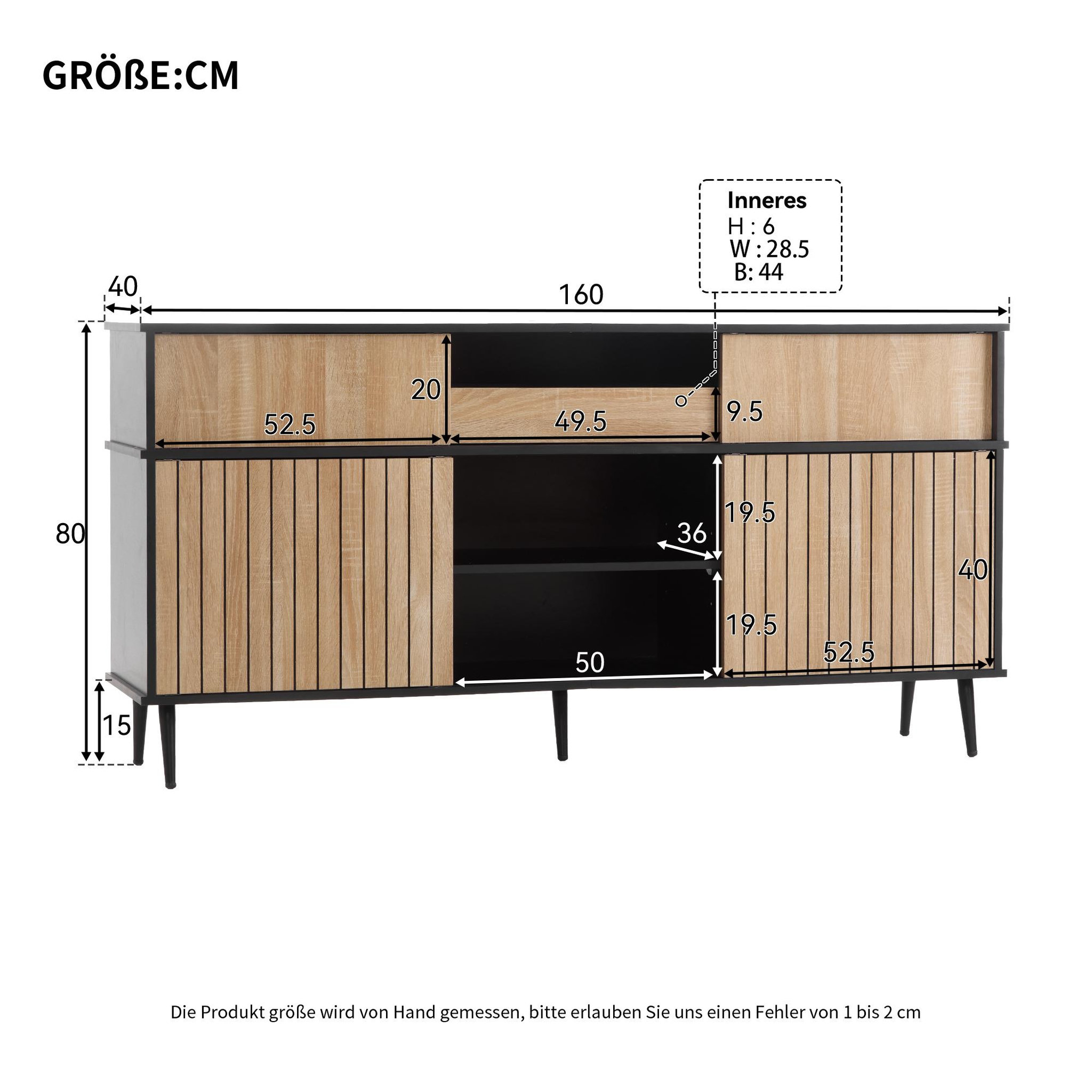Voir la diapositive 3 : MERAX Buffet de cuisine 4 portes 1 tiroir - 160 cm noir+naturel panneau de particules
