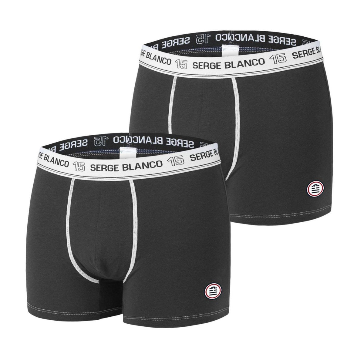 SERGE BLANCO Lot de 2 Boxers homme avec surpiqûres Class
