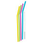 Voir la diapositive 1 : Paris Prix Lot de 4 Pailles & Goupillon  Silicone  28cm Multicolore
