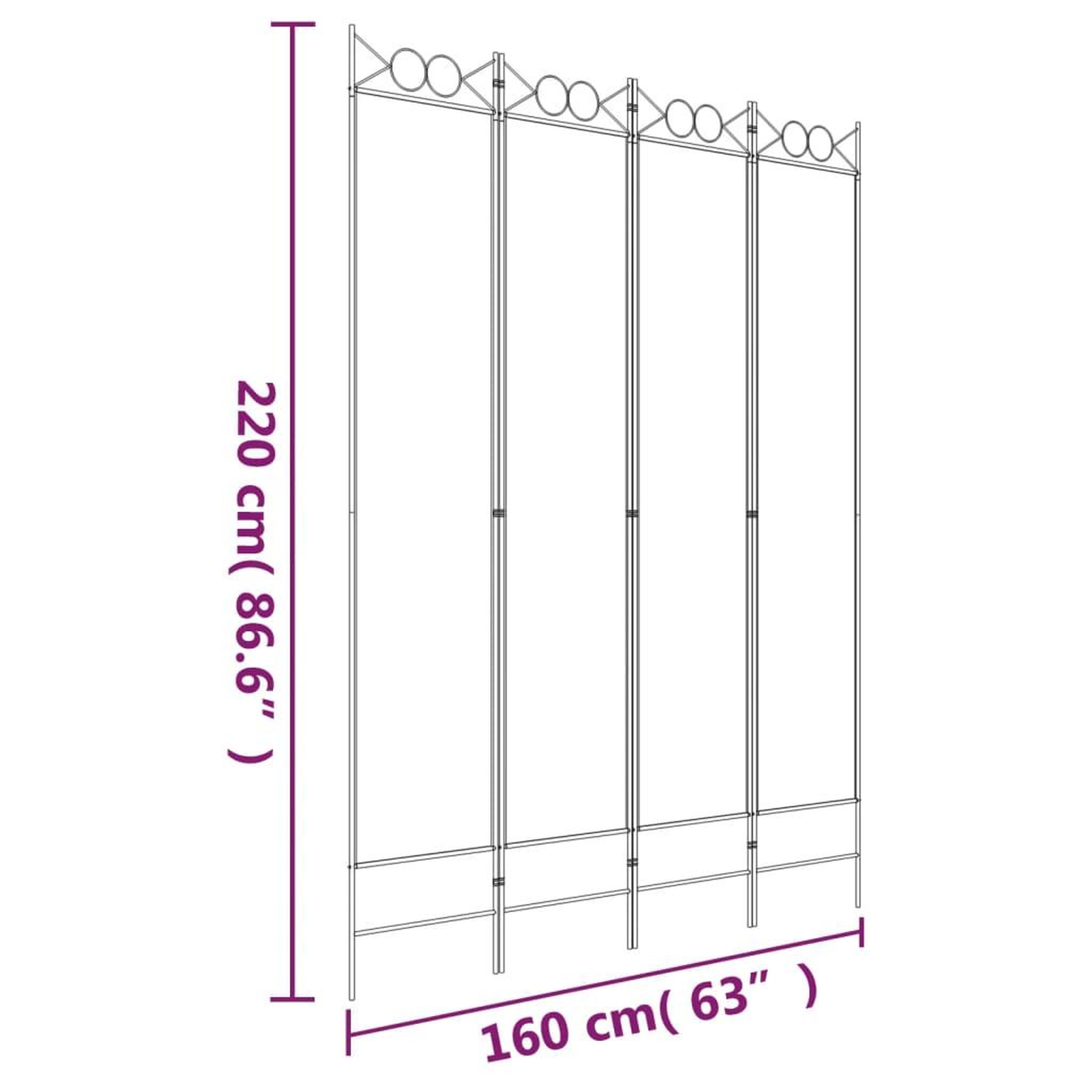 Voir la diapositive 6 : VIDAXL Cloison de separation 4 panneaux marron 160x220 cm tissu