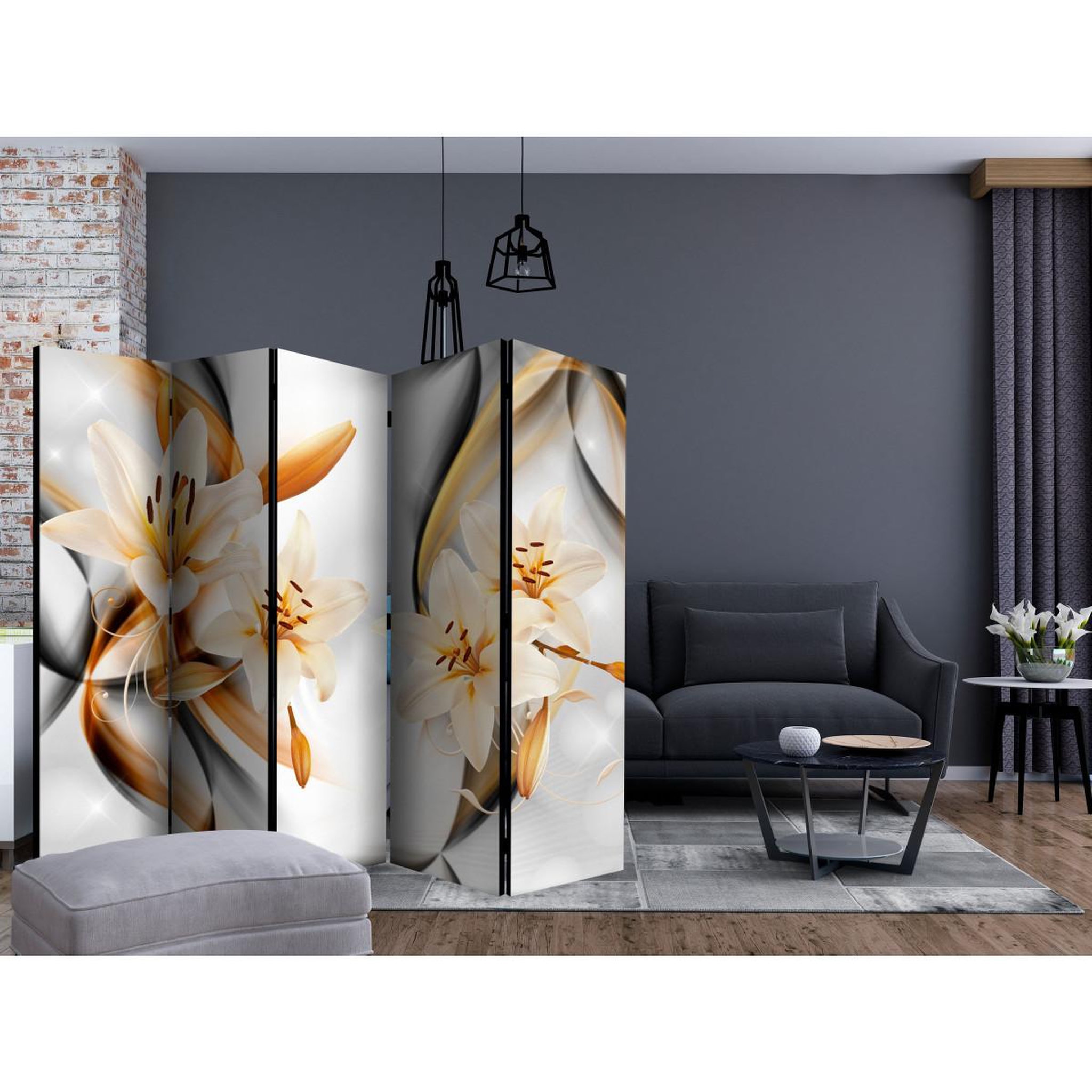 Voir la diapositive 2 : Paris Prix Paravent 5 volets  innocence of lily  172x225cm