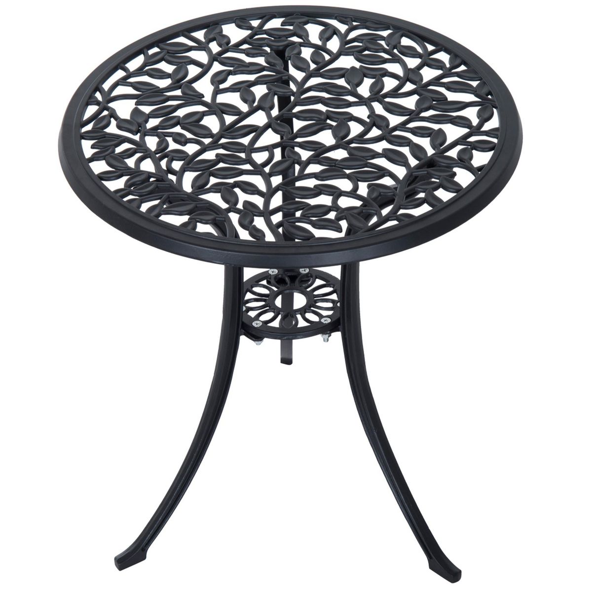 OUTSUNNY Ensemble salon de jardin 2 places avec table ronde style rétro fonte alu noir