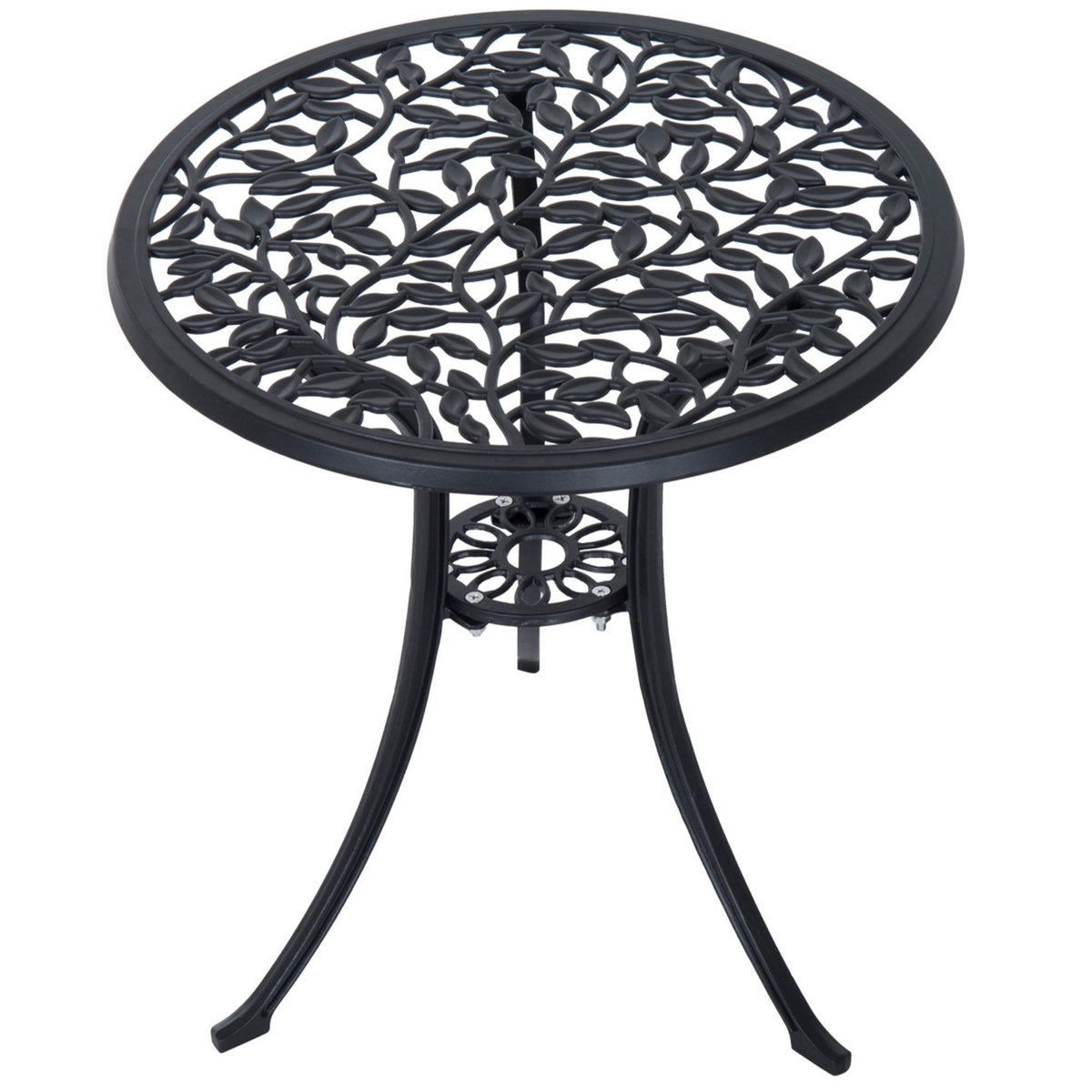 OUTSUNNY Ensemble salon de jardin 2 places avec table ronde style rétro fonte alu noir