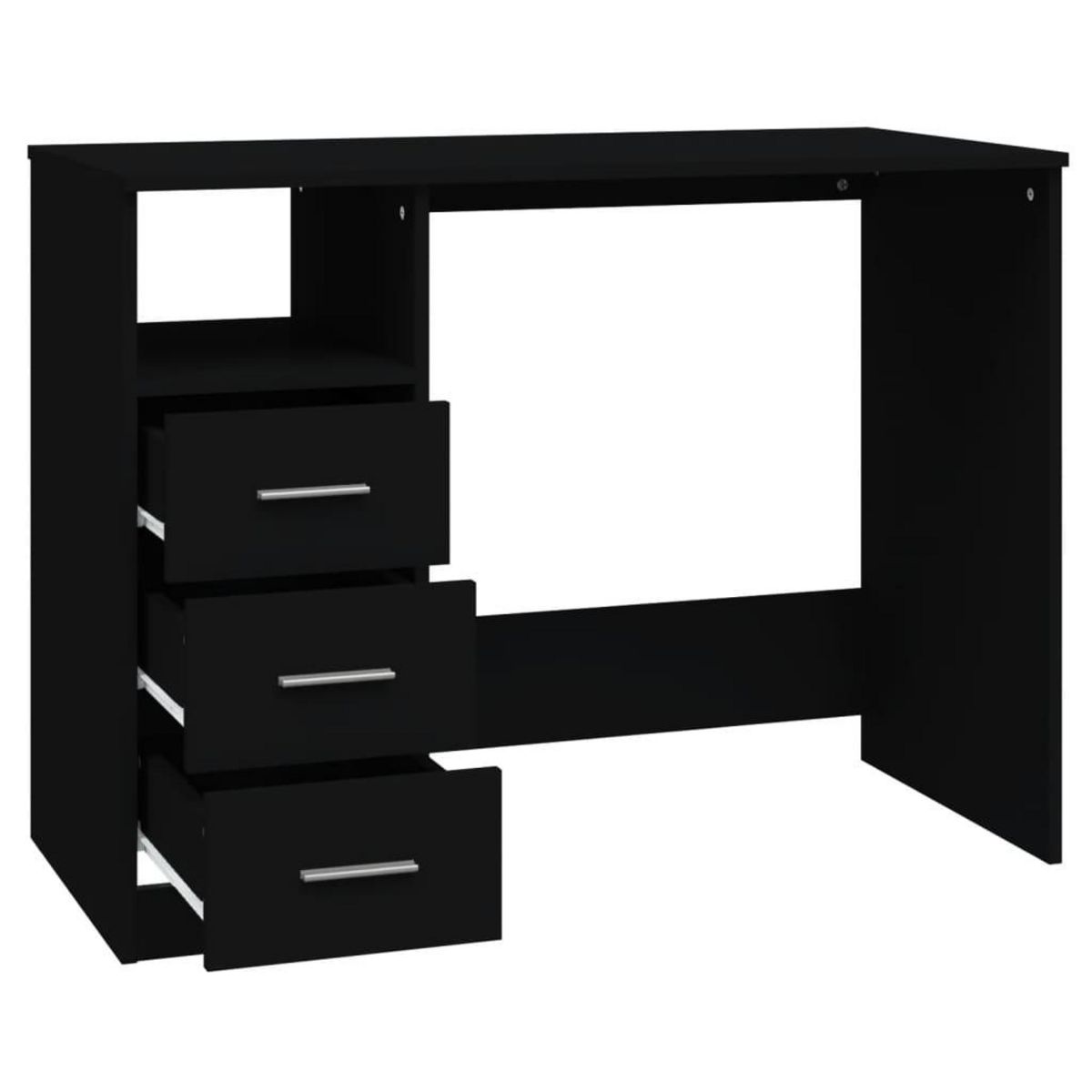 VIDAXL Bureau avec tiroirs Noir 102x50x76 cm Bois d'ingenierie