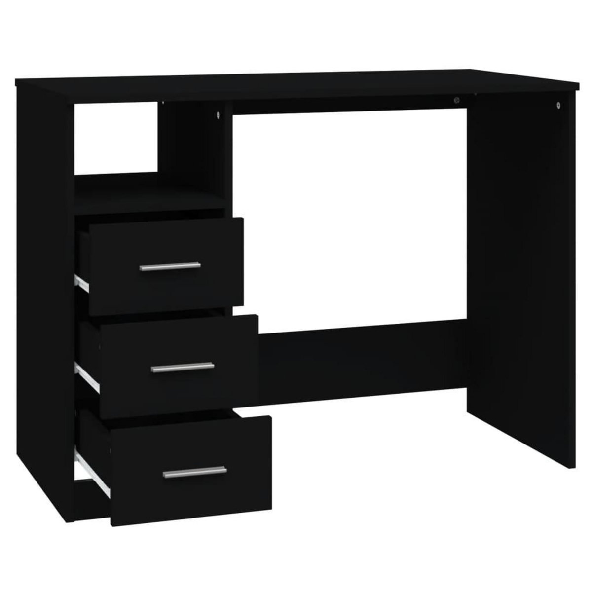 VIDAXL Bureau avec tiroirs Noir 102x50x76 cm Bois d'ingenierie
