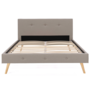 Voir la diapositive 4 : ID MARKET Lit double scandinave OSLO avec tête de lit et sommier 140 x 190 cm tissu beige effet lin