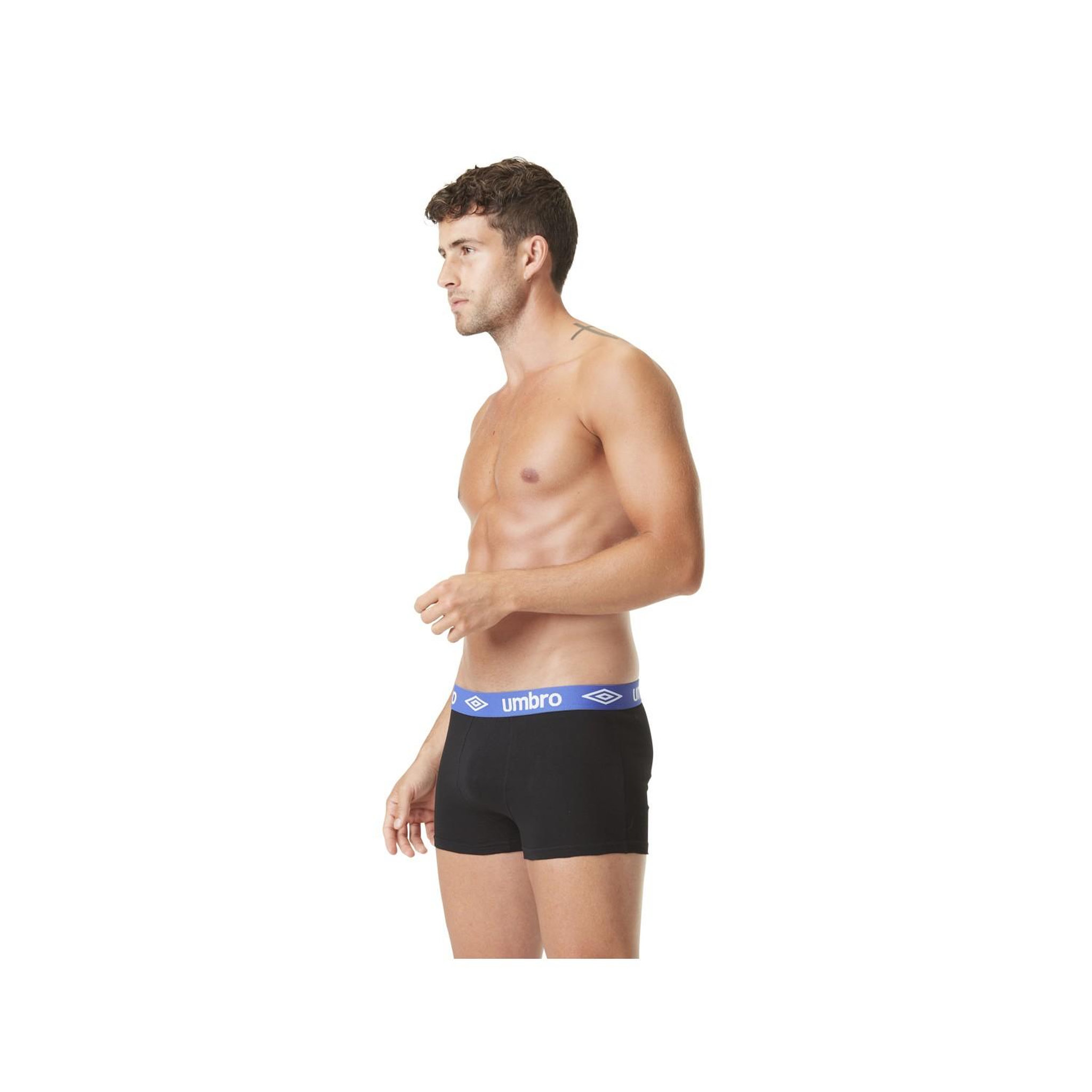 Voir la diapositive 4 : UMBRO Lot de 4 boxers coton homme uni ceinture colorées