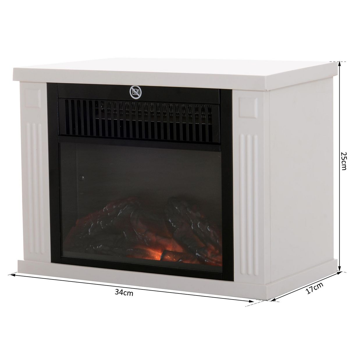 HOMCOM Cheminée électrique poêle style contemporain thermostat 600-1200 W blanc