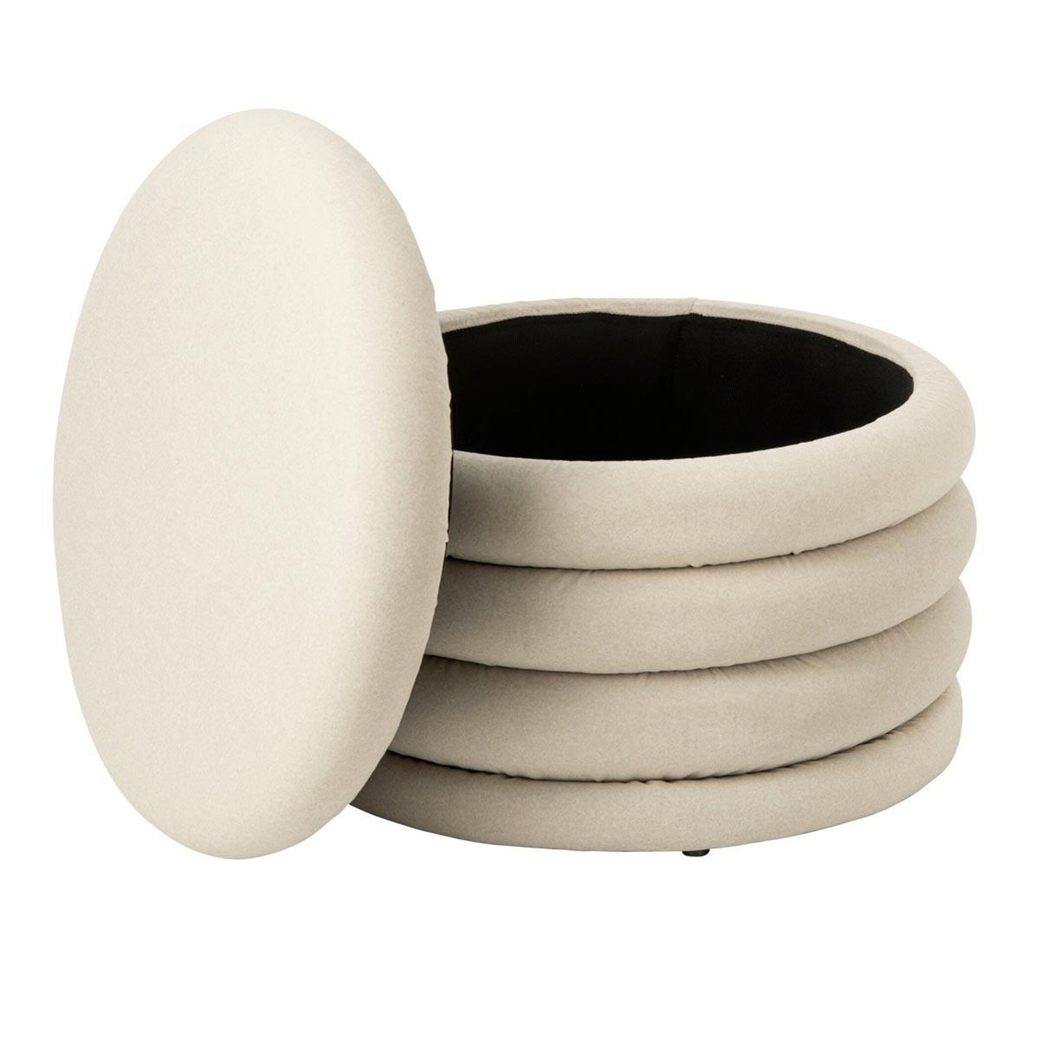 Voir la diapositive 2 : J-LINE Pouf coffre côtelé  mich  59cm écru