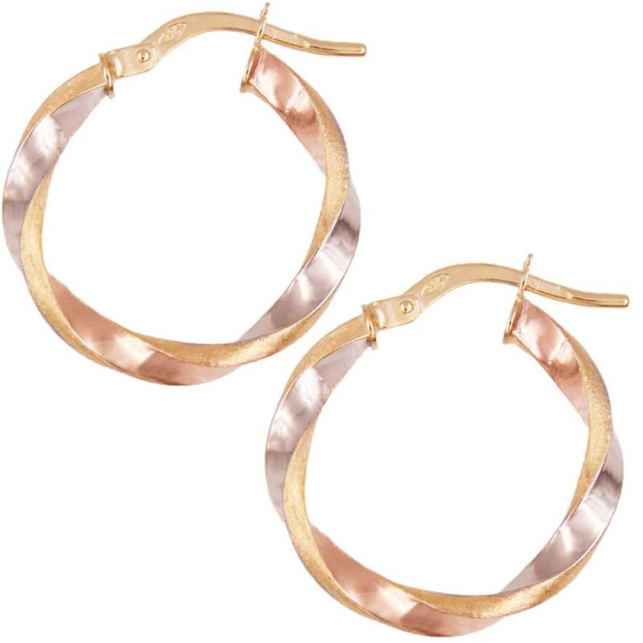 Voir la diapositive 1 : L'ATELIER D'AZUR Boucles d'Oreilles Créoles - Or Tricolore - Femme