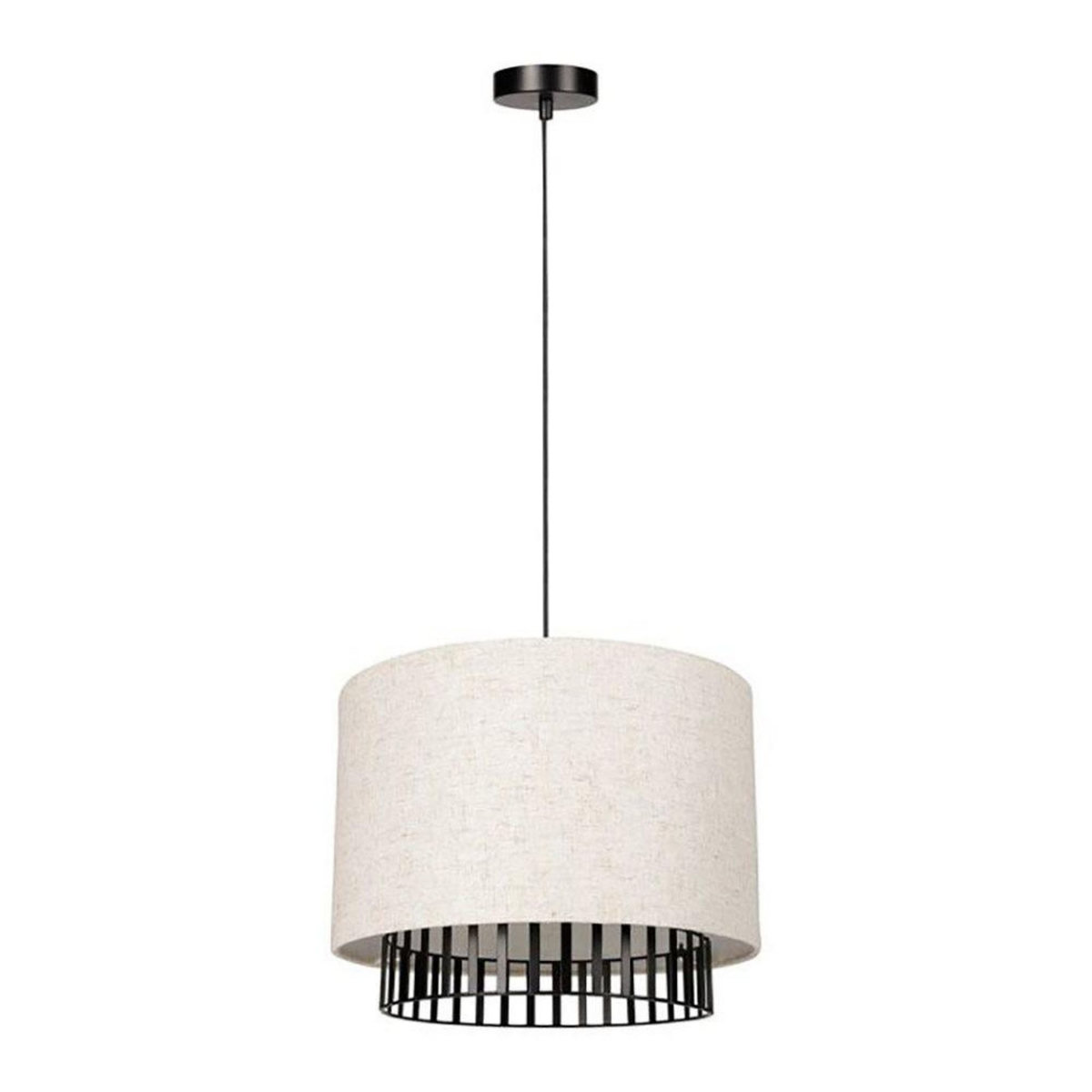 OSTARIA Suspension cylindrique métal lin Alma noire beige