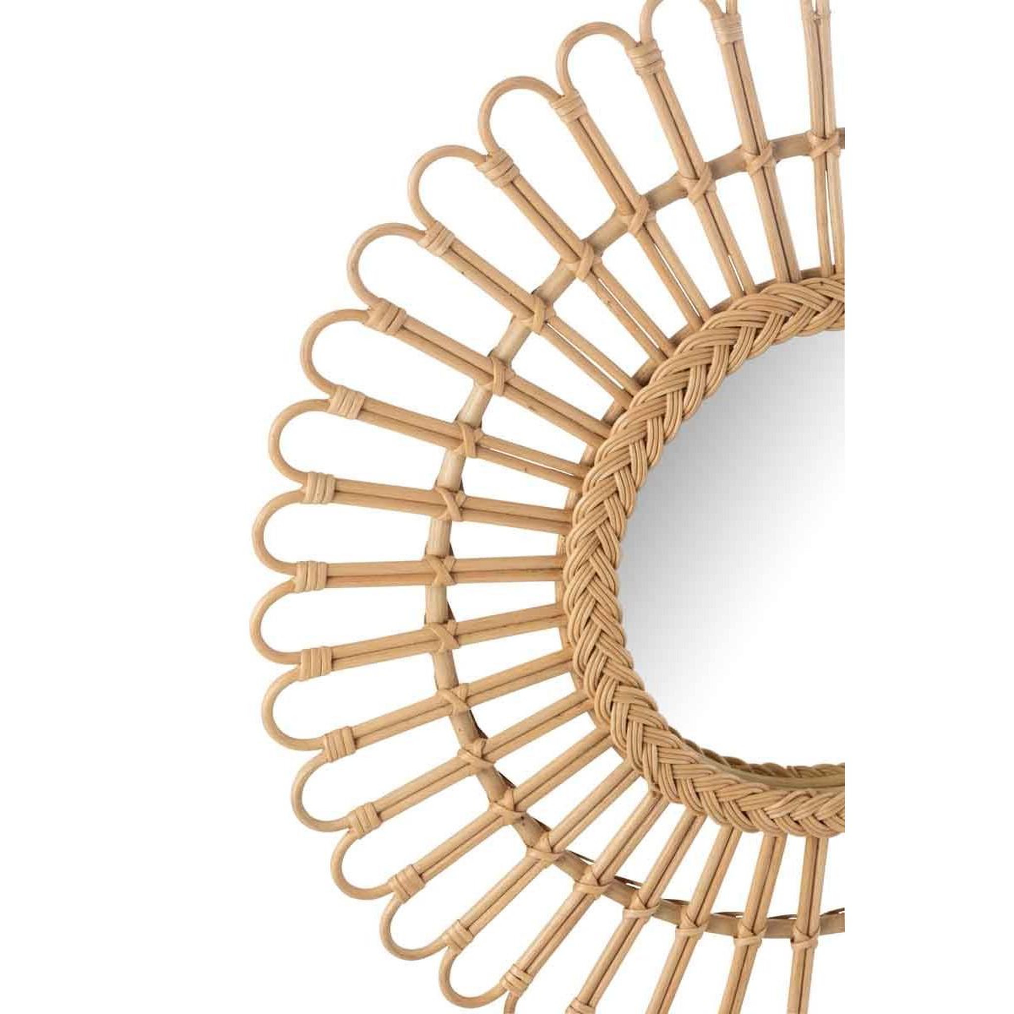 Voir la diapositive 2 : J-LINE Miroir mural déco en rotin  ellen  60cm naturel