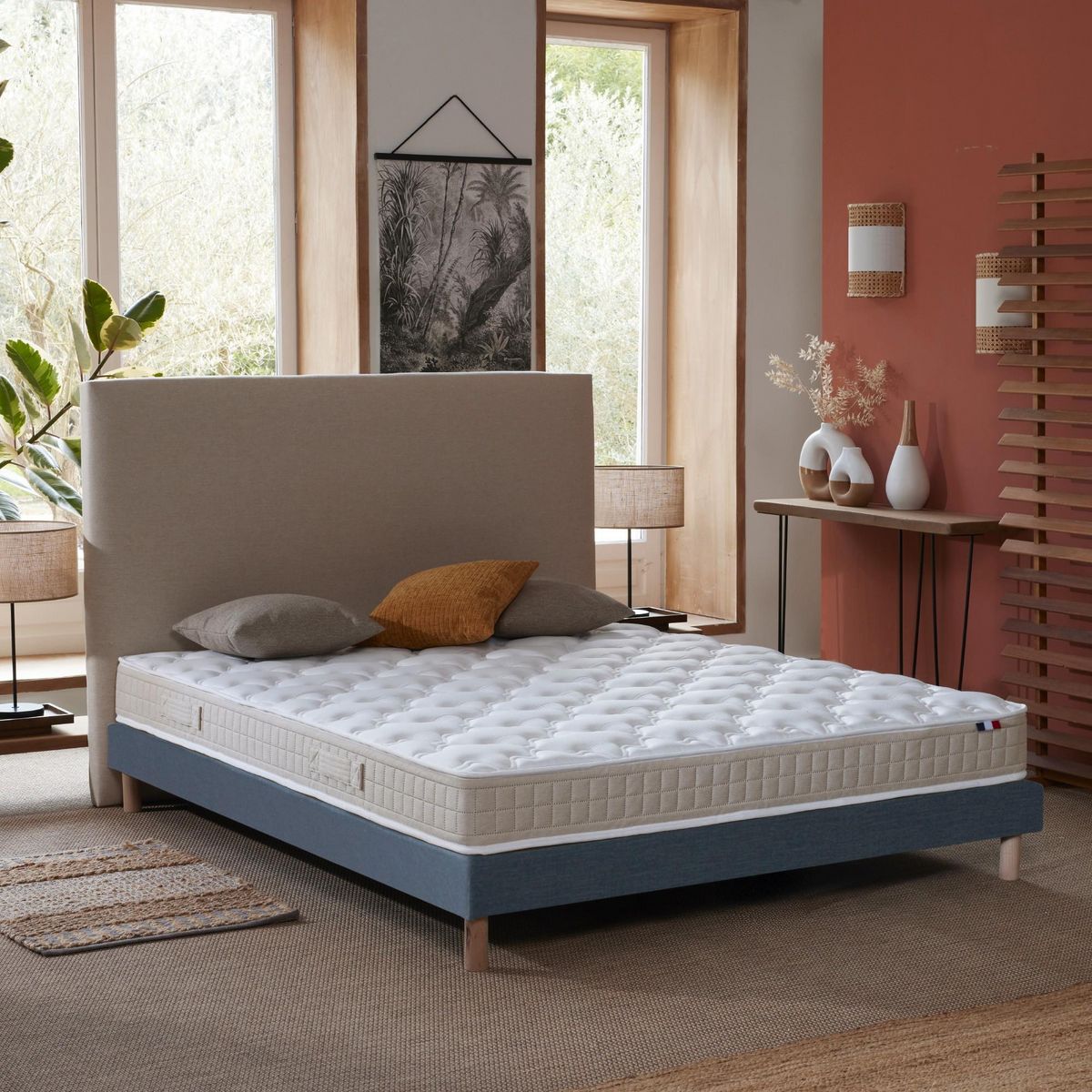 IDLITERIE Ensemble matelas 100% latex 3 zones PURE avec sommier - confort français