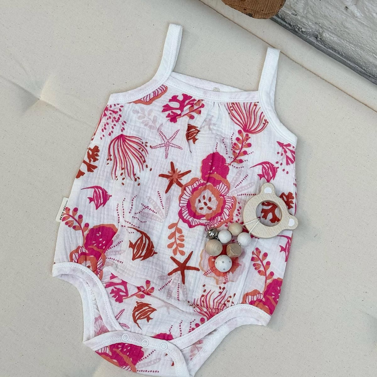 Petit Béguin Lot de 2 bodies bébé en gaze de coton Bahamas