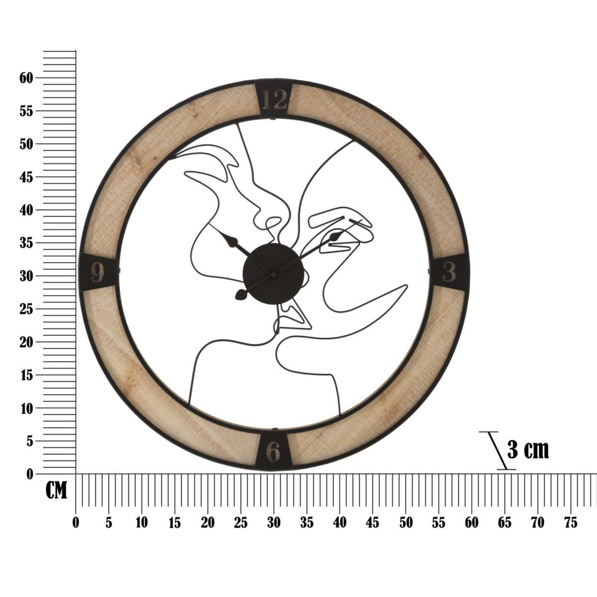 Voir la diapositive 6 : Paris Prix Horloge murale en métal  couple  60cm naturel & noir