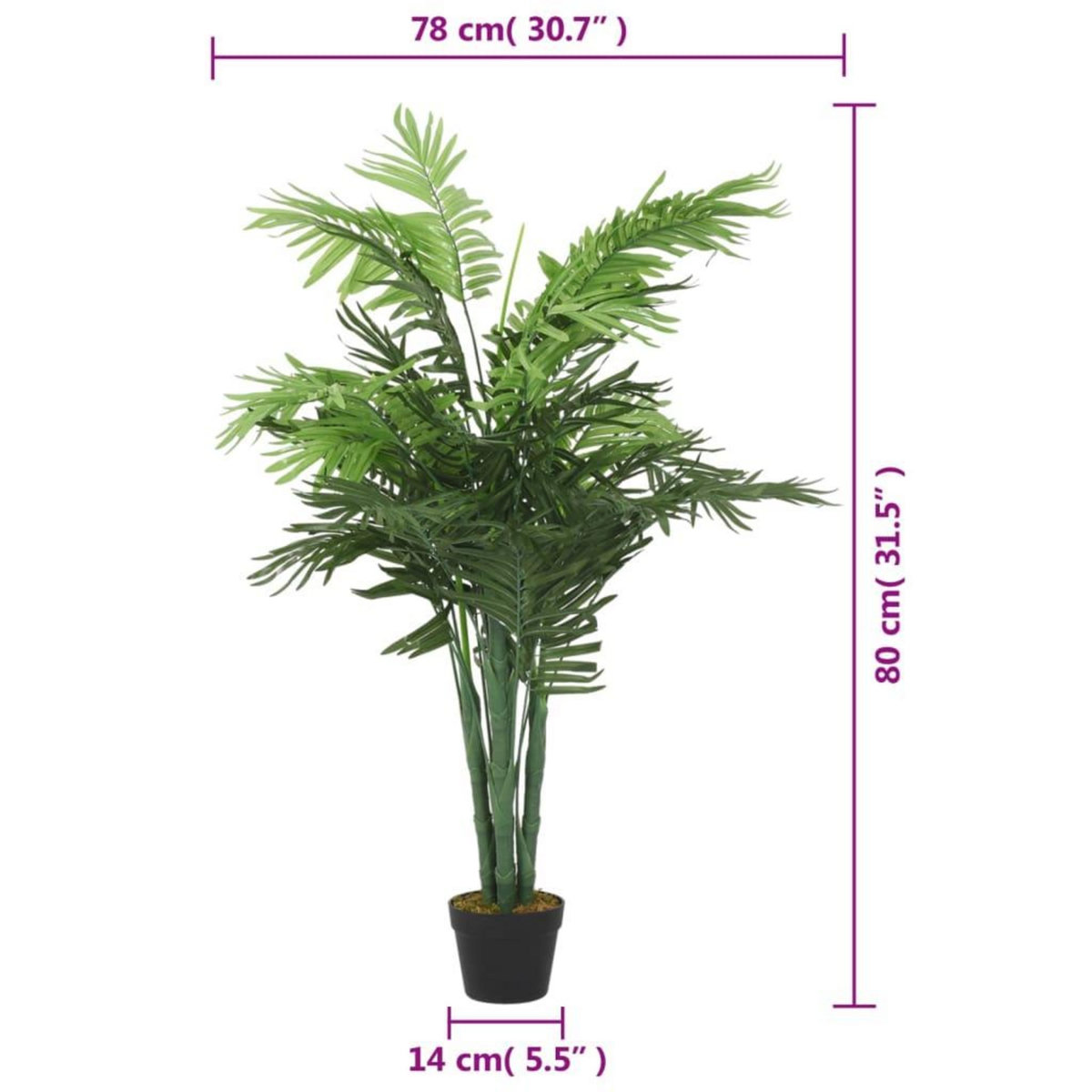 VIDAXL Palmier artificiel 18 feuilles 80 cm vert