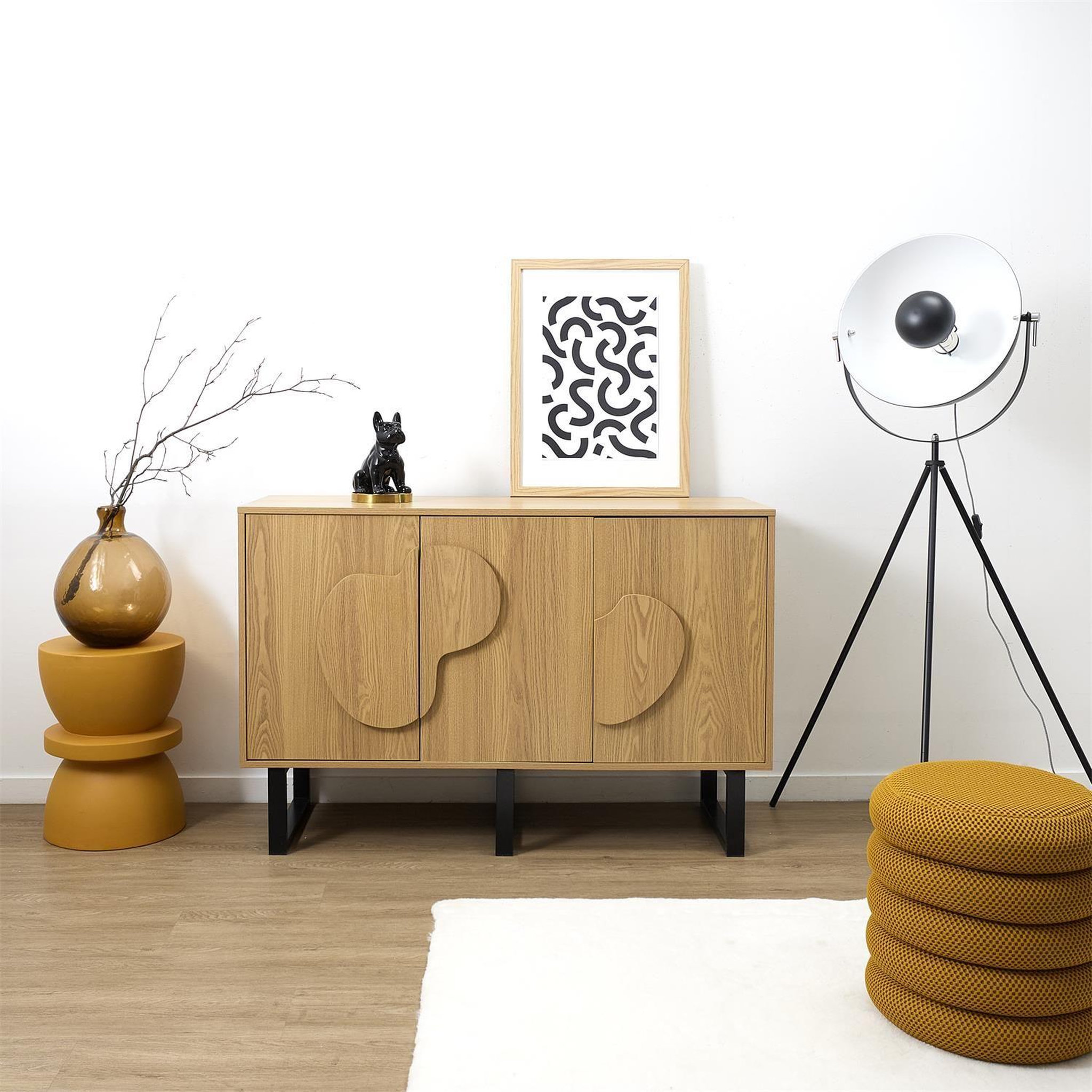 Voir la diapositive 2 : The Home Deco Factory Buffet 3 portes en bois calypso - marron