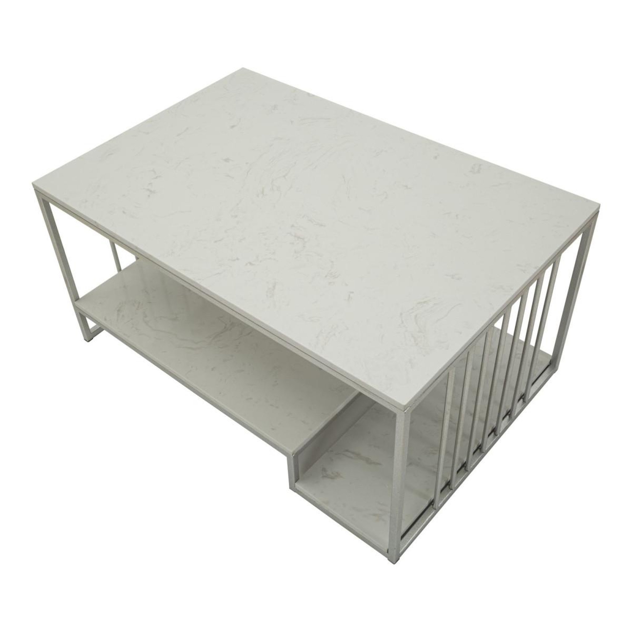 Voir la diapositive 4 : Paris Prix Table basse en marbre  kayseri  90cm argent & blanc
