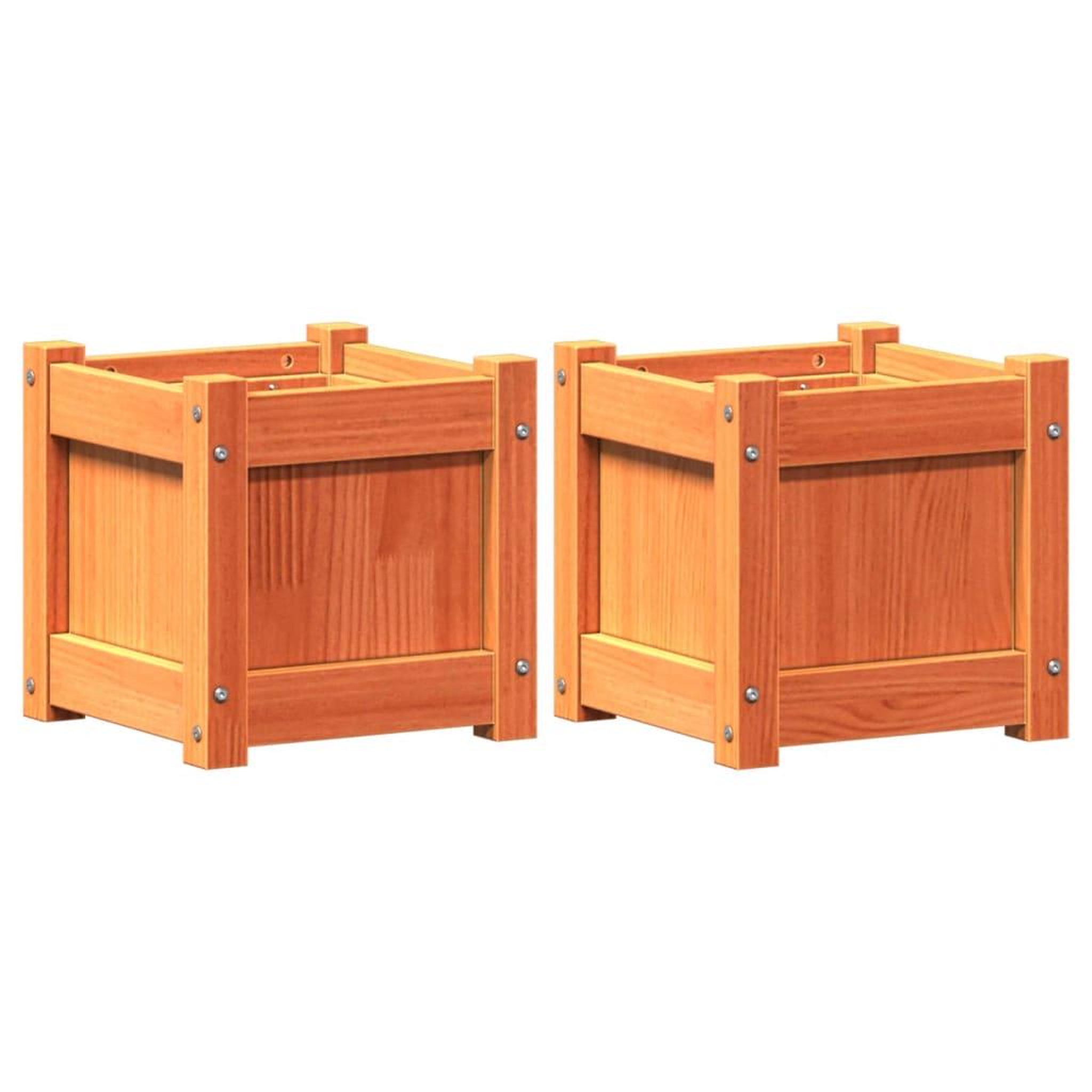 Voir la diapositive 2 : VIDAXL Jardinieres 2 pcs cire marron bois de pin massif