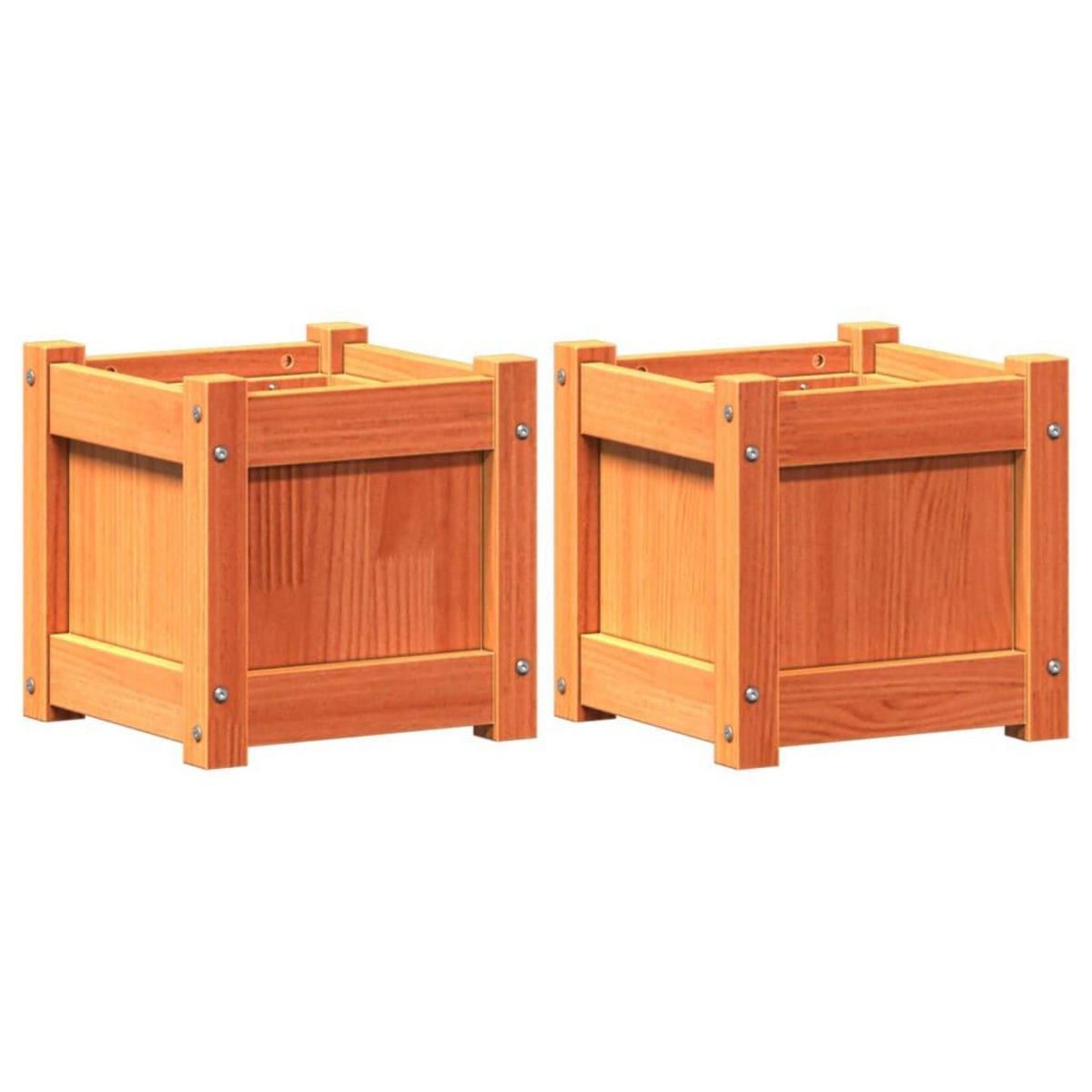 VIDAXL Jardinieres 2 pcs cire marron bois de pin massif