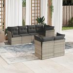 VIDAXL Salon de jardin avec coussins 7 pcs gris clair resine tressee
