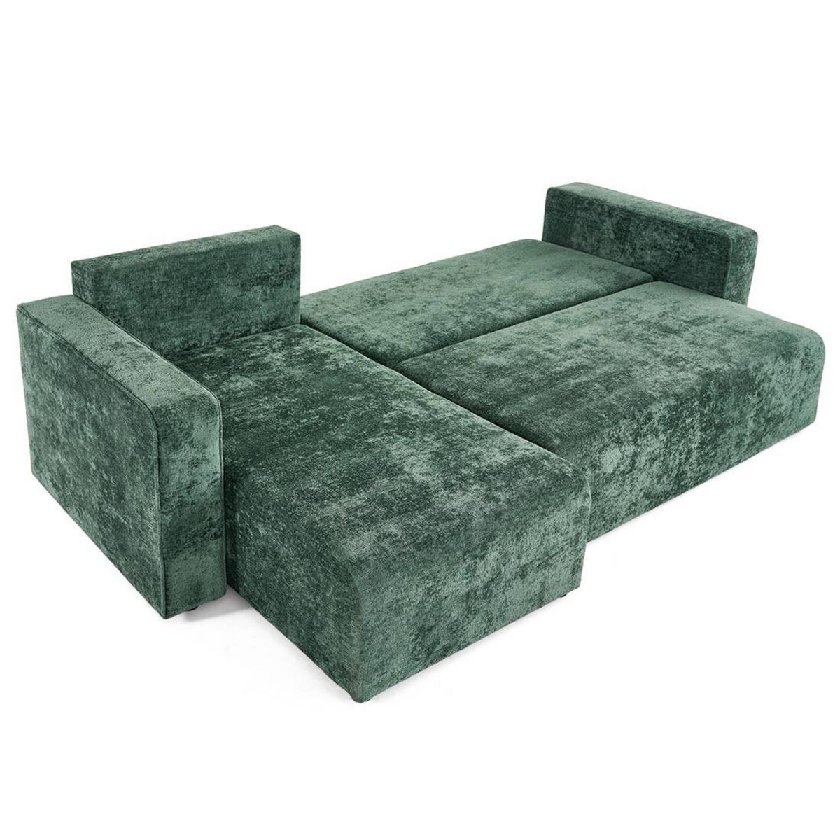 BEST MOBILIER Topaze - canapé d'angle réversible 4 places convertible avec coffre en velours à relief texturé