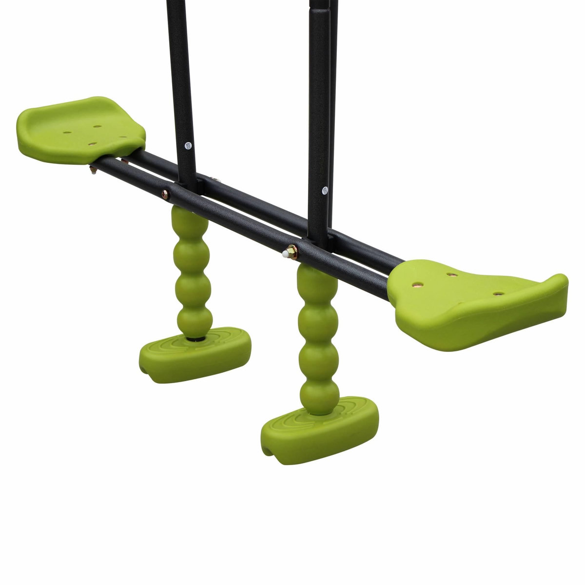 SWEEEK Balançoire 4 agrès Meltemi. portique 6 places avec 2 balançoires. 1 face à face et 1 nacelle. 223cm de hauteur. station de jeux extérieure