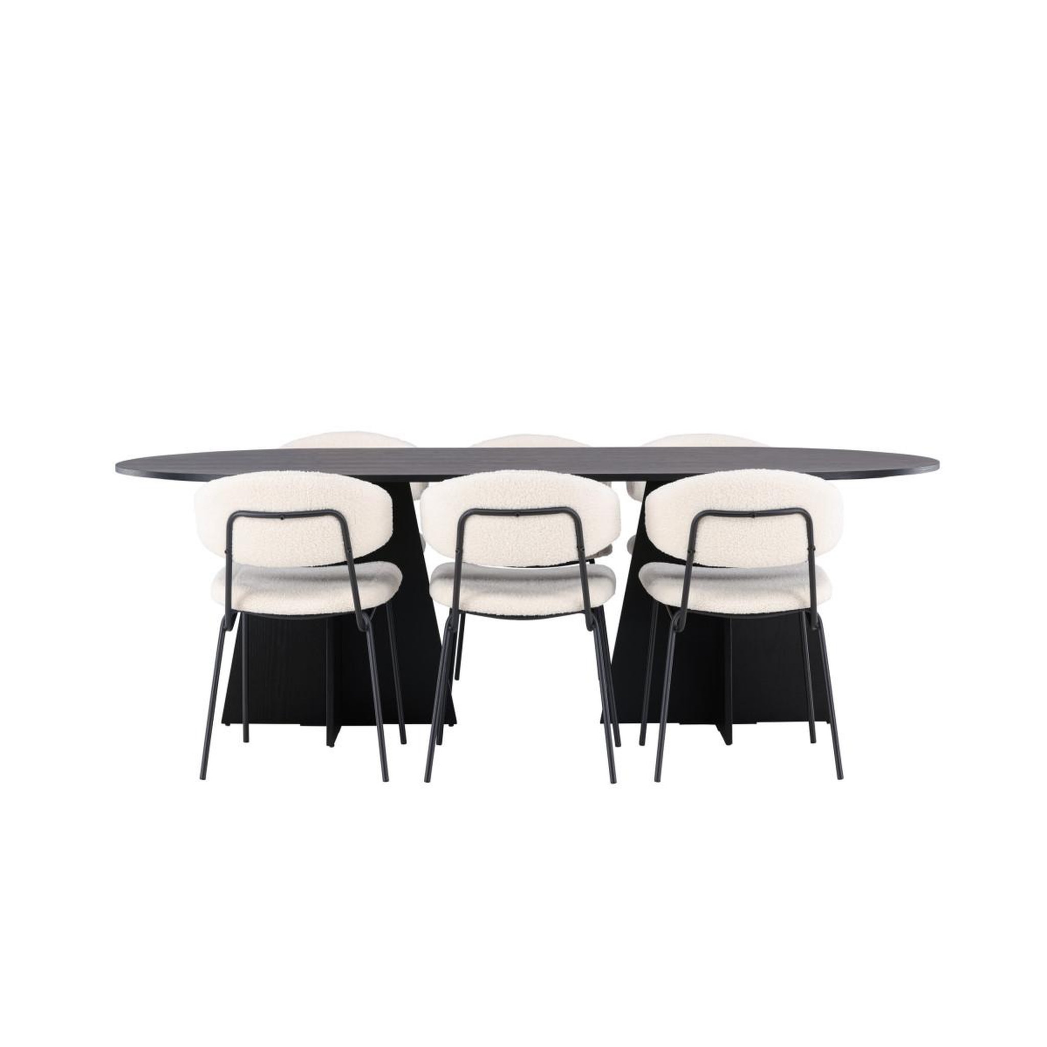 Voir la diapositive 4 : Paris Prix Ensemble table à manger & 6 chaises  bootcut & chico  230cm noir & blanc crème