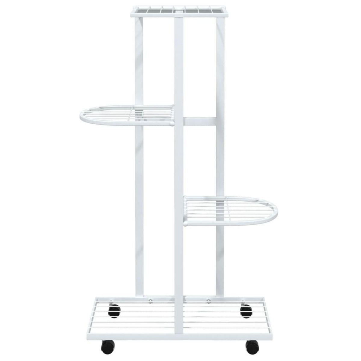VIDAXL Jardiniere a 4 niveaux avec roues 44x23x80 cm Blanc Fer