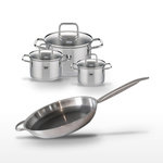 ELO Lot Poêle 32 cm & 3 Faitouts 12/14/20 cm Elo Relief Solution