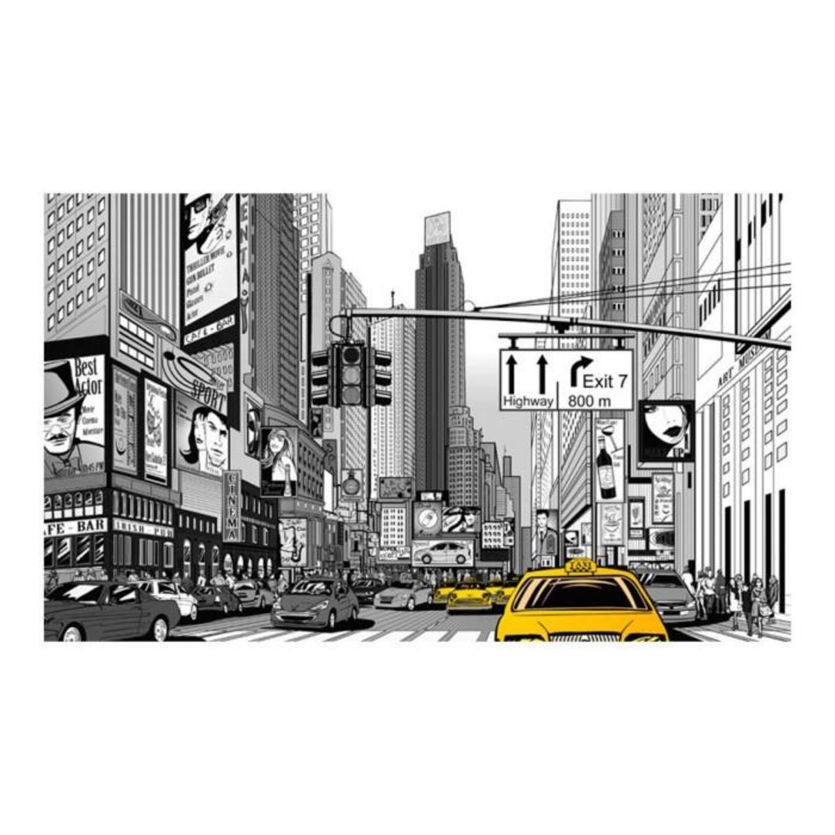 Paris Prix Papier Peint  BD Taxis Jaunes à New York  270x450cm