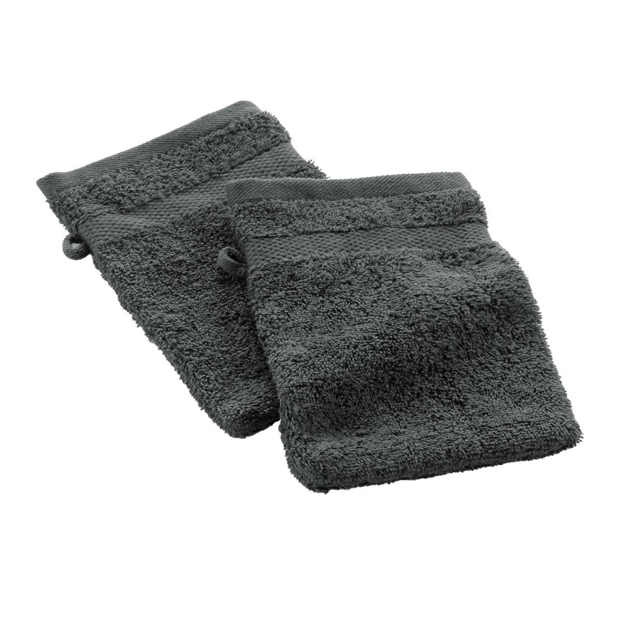 Douceur d'Intérieur Lot de 2 gants de toilette  elegance  15x21cm anthracite