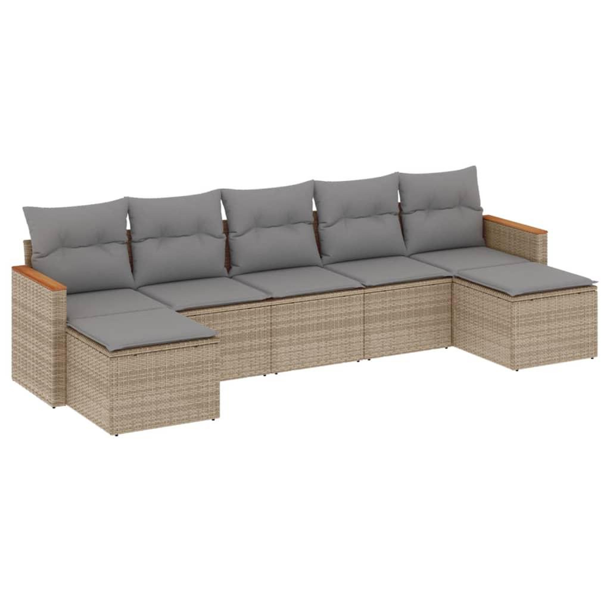 Voir la diapositive 2 : VIDAXL Salon de jardin avec coussins 7pcs melange beige resine tressee
