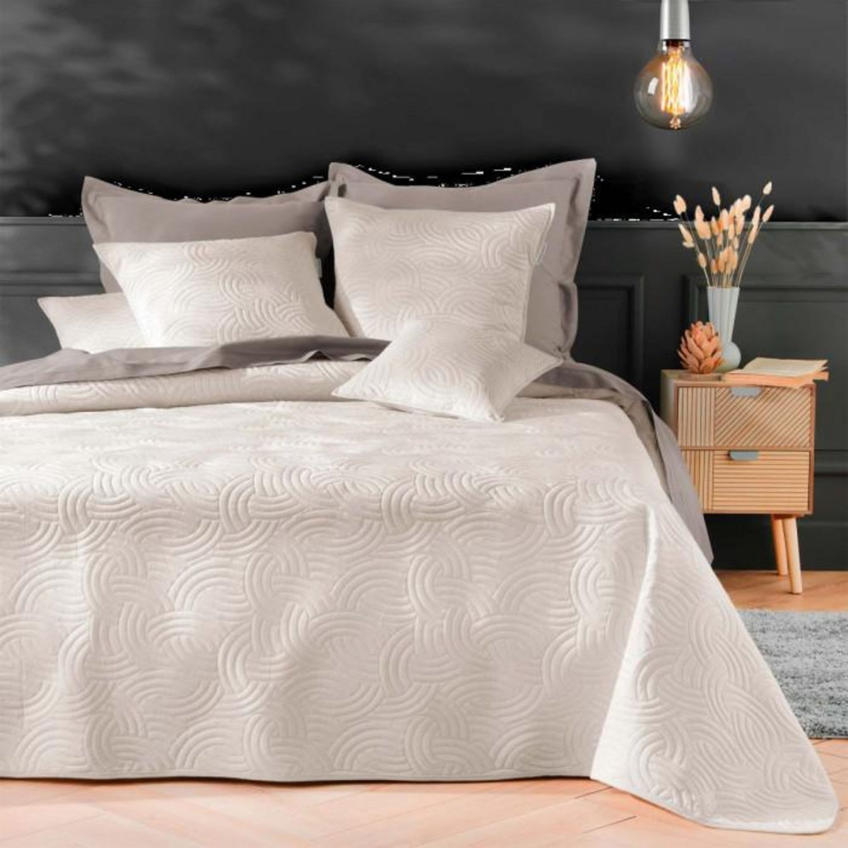 Paris Prix Couvre-Lit & 2 Housses de Coussin  Solange  220x240cm Naturel