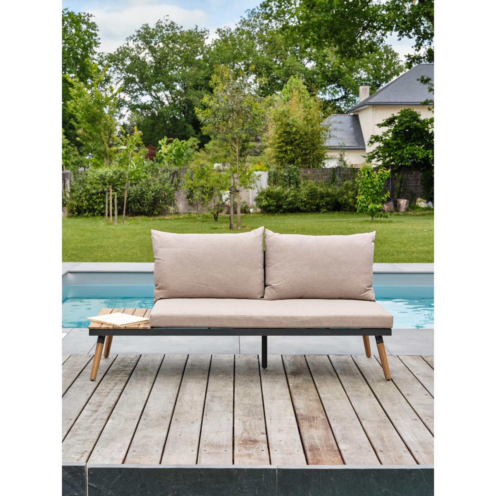 Voir la diapositive 3 : Paris Prix Salon d'angle de jardin 5 places  camino  173cm anthracite