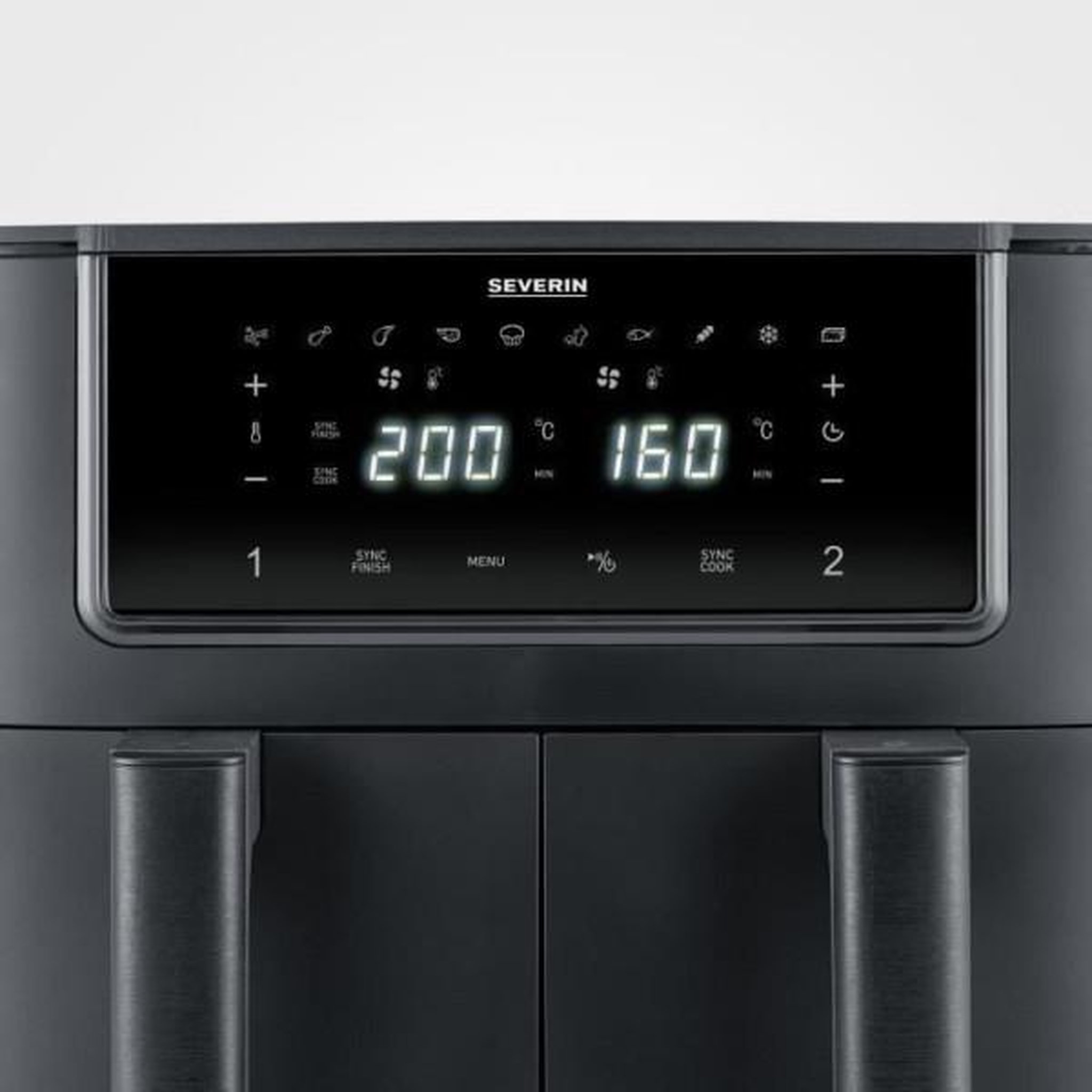 Voir la diapositive 3 : SEVERIN Friteuse Electrique  a air chaud - SEVERIN - Airfryer FR2463 - Capacité 8 L - Double cuve - 10 programmes - 2600 W