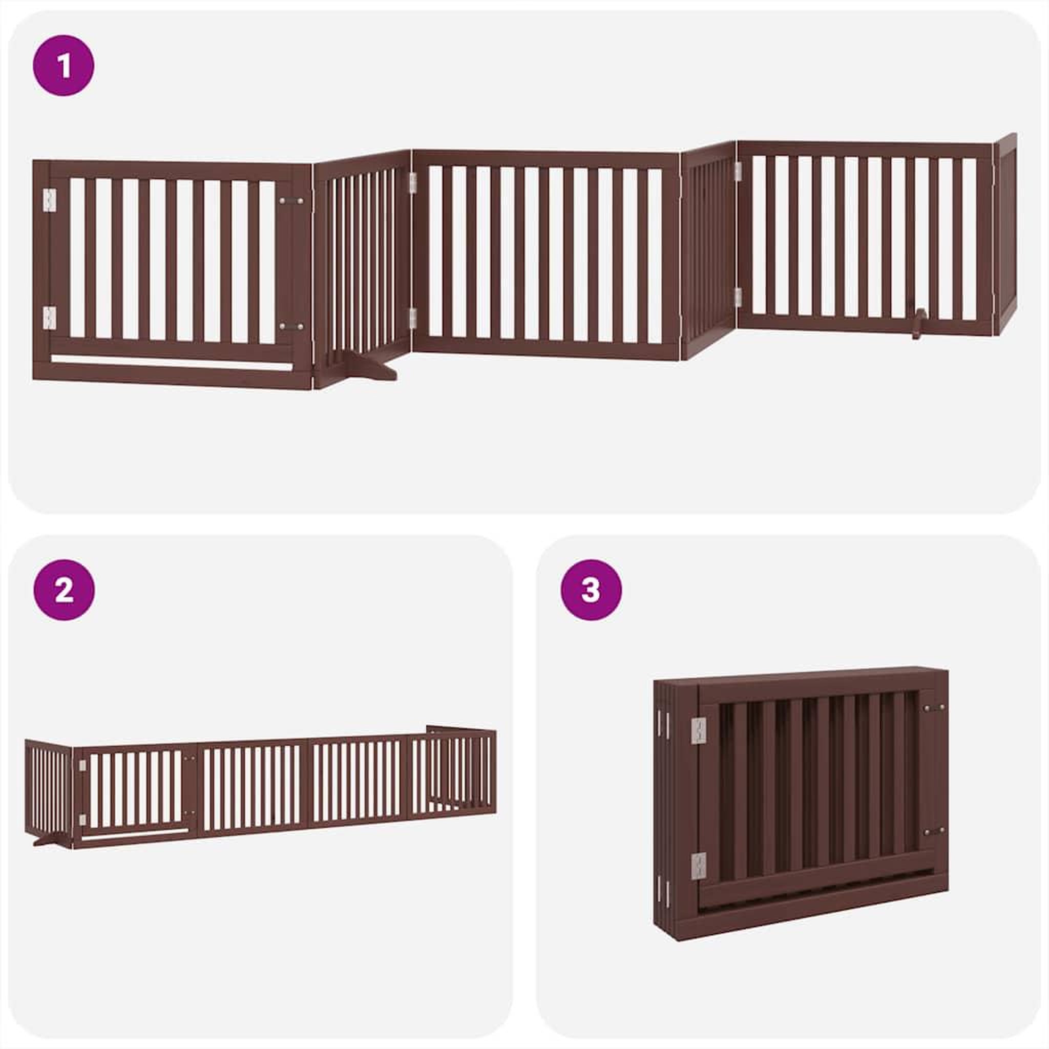 Voir la diapositive 5 : VIDAXL Barriere pour chien avec porte pliable 6 panneaux bois peuplier