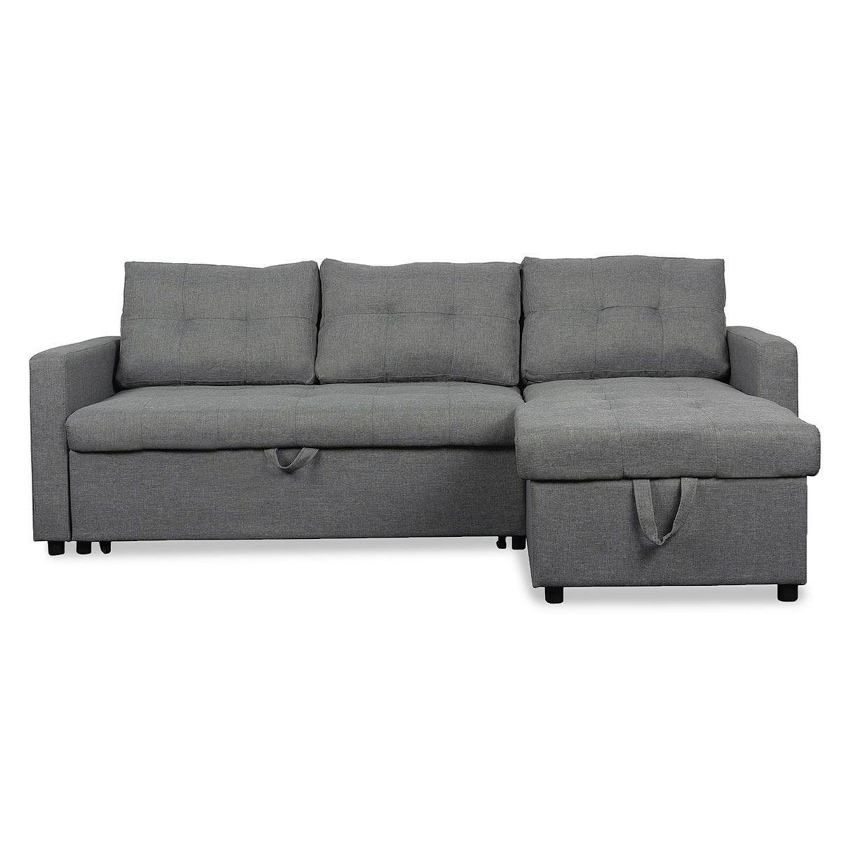Paris Prix Canapé d'Angle Convertible Tissu  Corto  221cm Gris