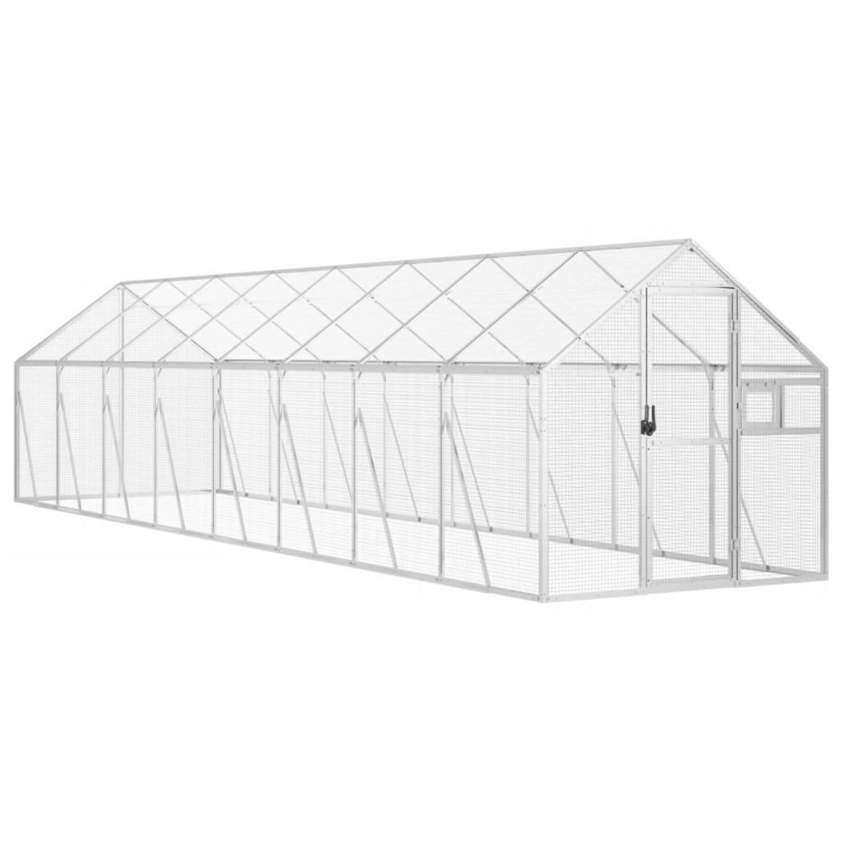 VIDAXL Voliere argente 1,79x8x1,85 m aluminium
