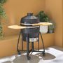 Voir la diapositive 2 : SWEEEK Barbecue charbon en céramique. Kamado Ø 57cm. avec chariot. garde au chaud. récupérateur de cendre et housse. tablettes rétractables