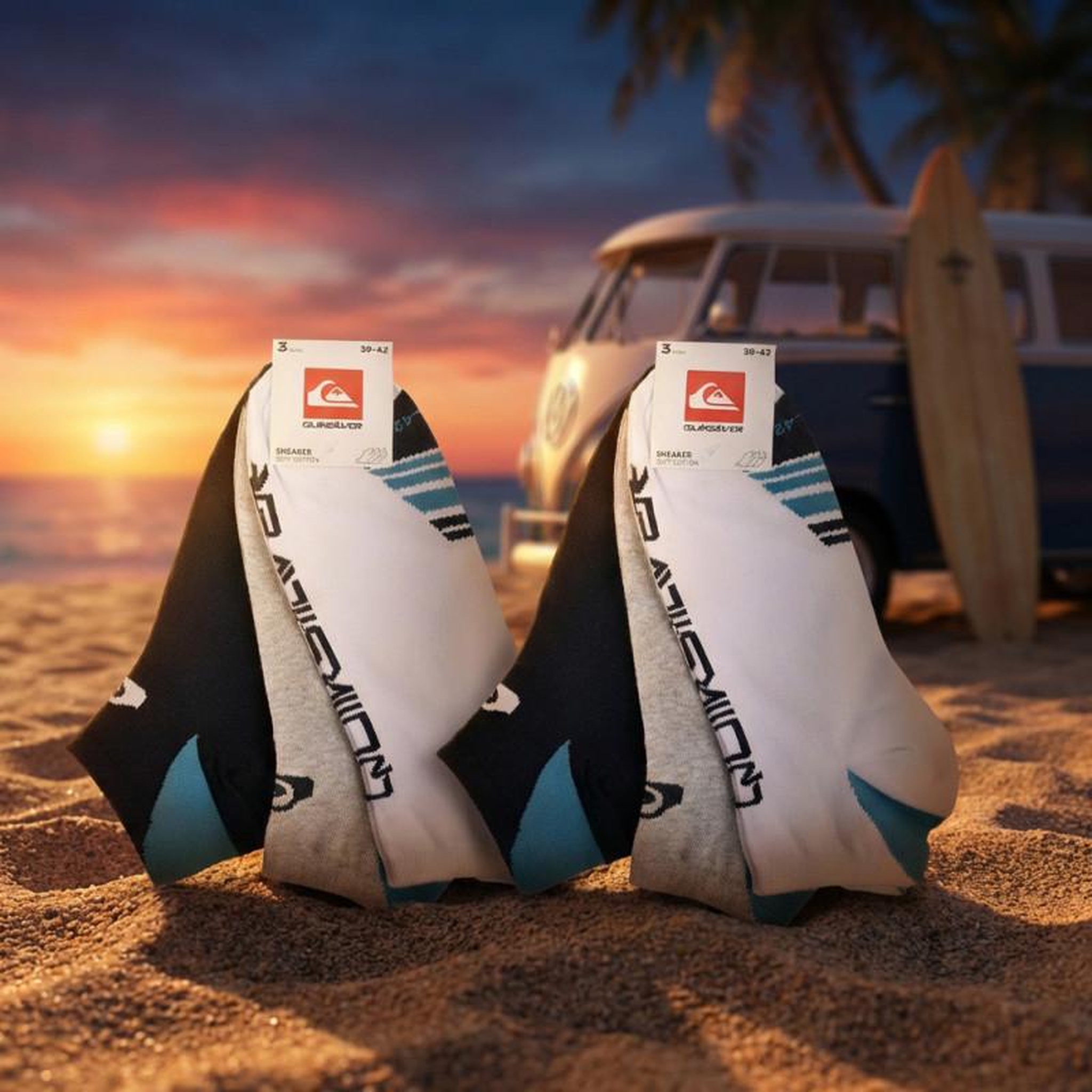 Voir la diapositive 5 : QUIKSILVER Quiksilver pack de chaussettes homme sneaker– lot 6 paires sport