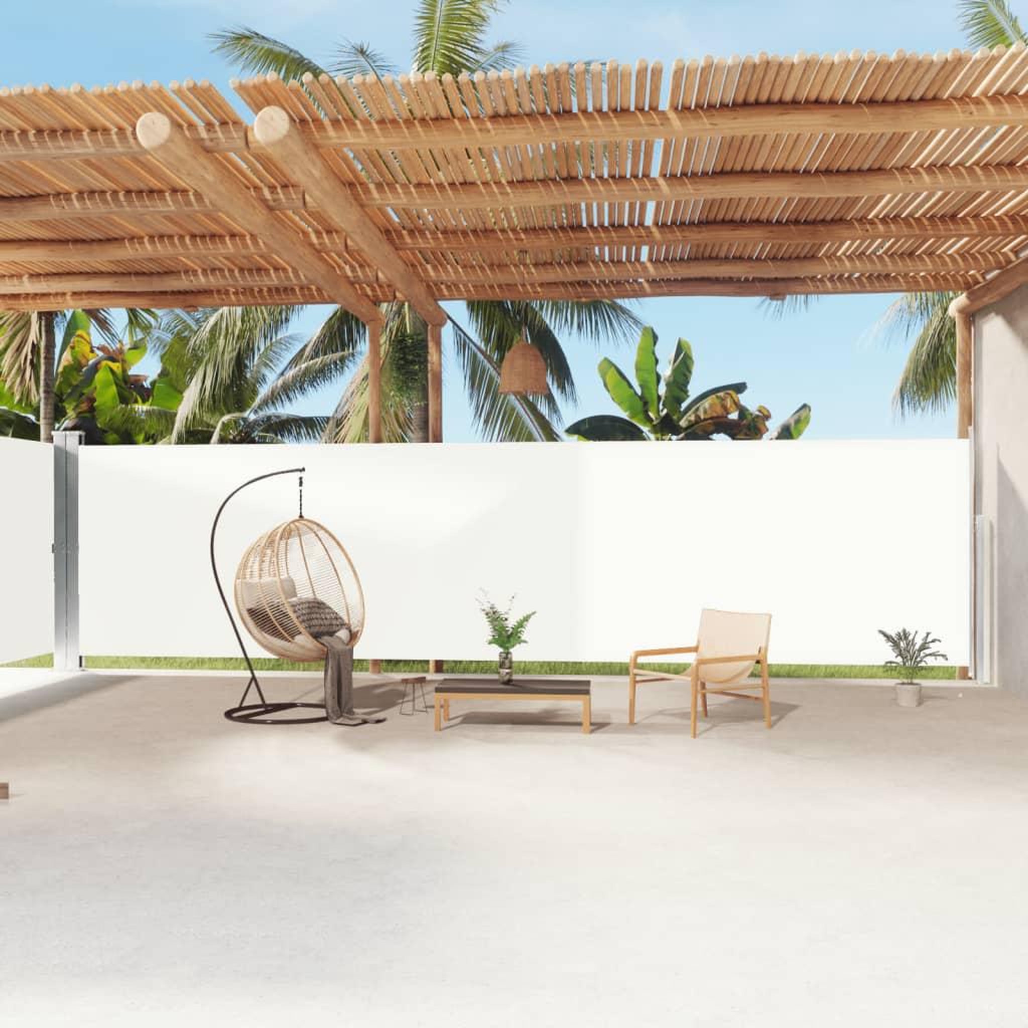 Voir la diapositive 1 : VIDAXL Auvent lateral retractable Creme 200x1200 cm